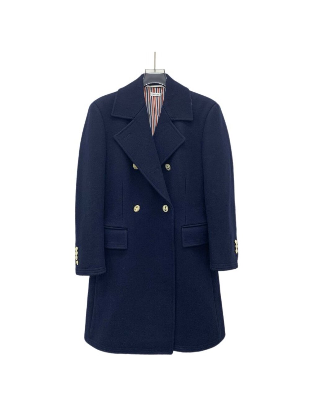 Thom Browne Navy Wool Coat